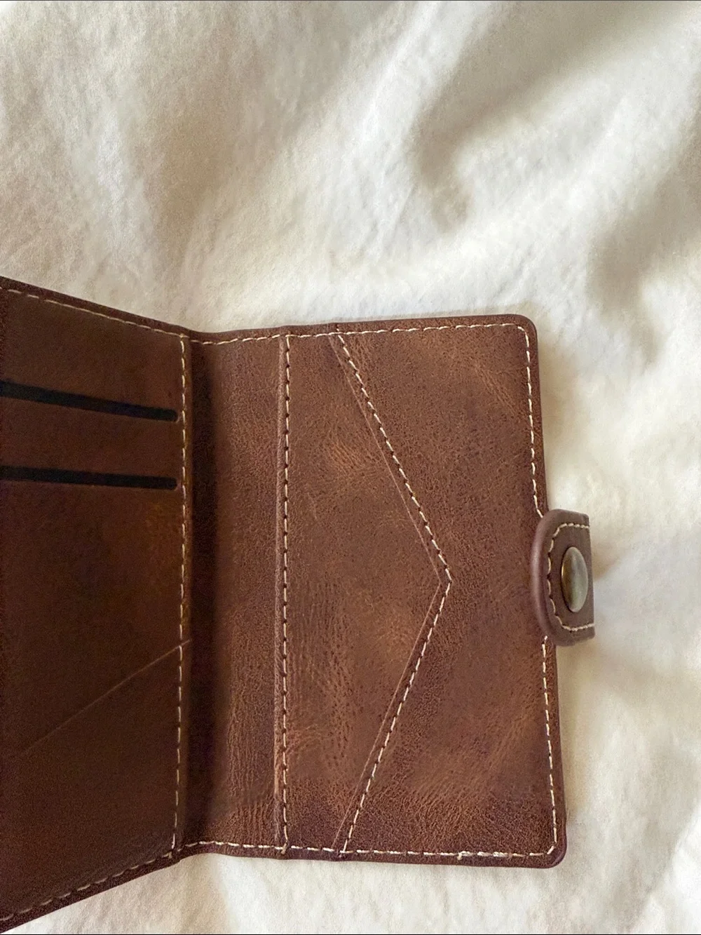 Brown Leather Card Wallet with Snap Closure